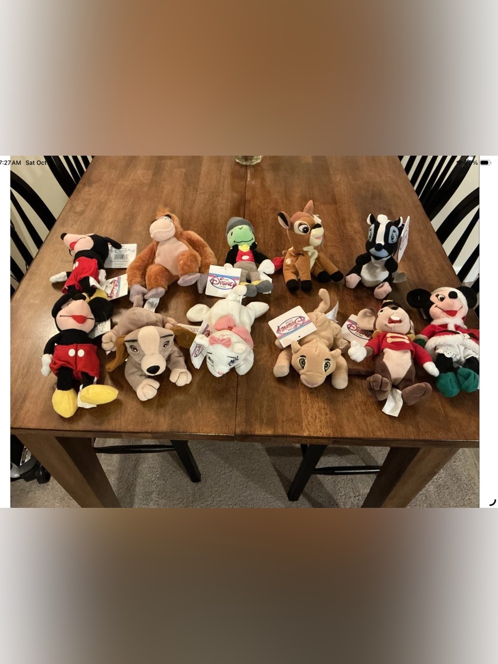 Older Disney Store Lot of 11 Bean Bag Plush Characters Mint Condition NWTs